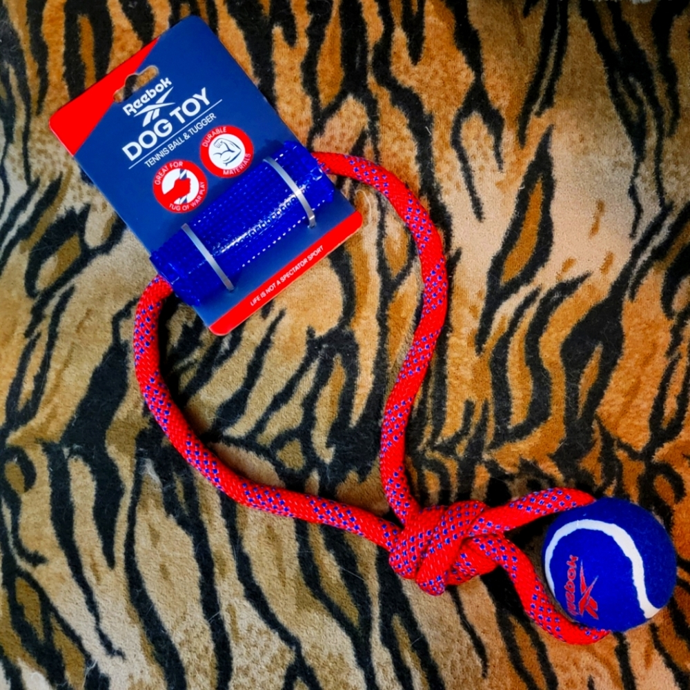 Reebok Red and Blue Dog Toy w Rope